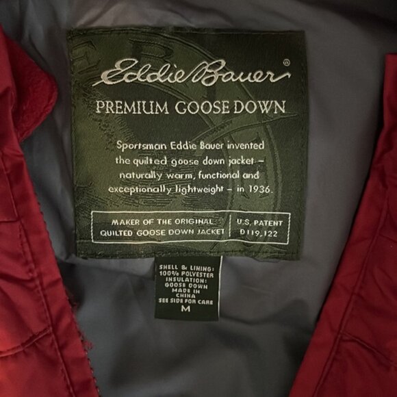 NWT Eddie Bauer Vest Goose Down Quilted Puffer Full Zip Pockets Men Adult  M Red - Picture 11 of 14